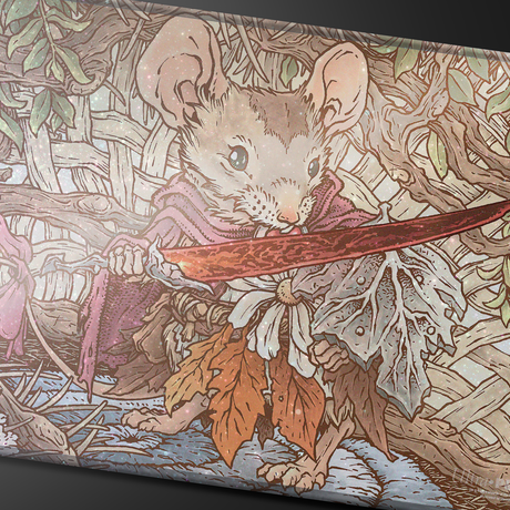 Bloomburrow Mabel, Heir to Cragflame Holofoil Standard Gaming Playmat for Magic: The Gathering | Nexcstoioe Close up