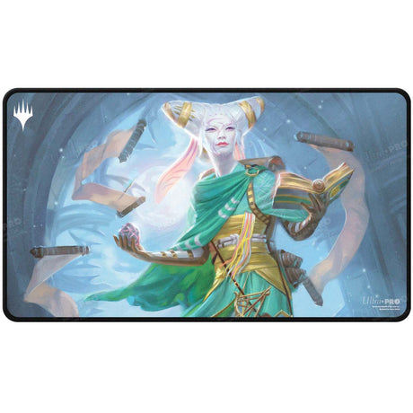 Innistrad Remastered Tamiyo, Field Researcher Black Stitched Playmat for Magic: The Gathering Front | Nexcstoioe