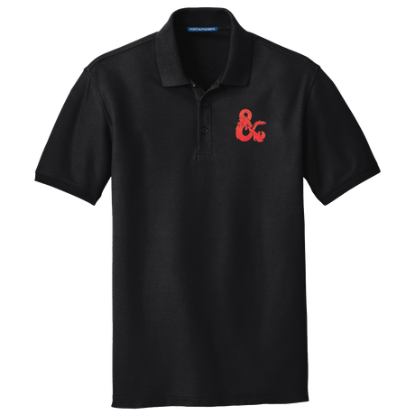 Dungeons & Dragons Embroidered Polo Shirt - Black with Red D&D Logo | Nexcstoioe