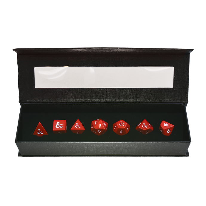 Heavy Metal Red and White RPG Dice Set (7ct) for Dungeons & Dragons | Nexcstoioe