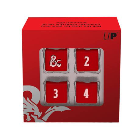 Heavy Metal Red and White D6 Dice Set (4ct) for Dungeons & Dragons | Nexcstoioe
