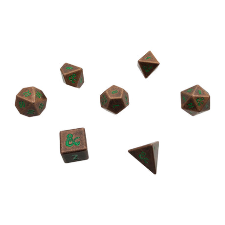 Heavy Metal Feywild Copper and Green RPG Dice Set (7ct) for Dungeons & Dragons | Nexcstoioe
