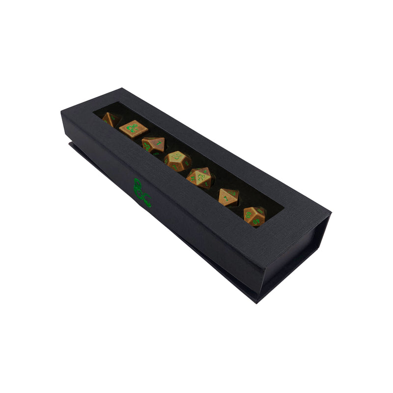 Heavy Metal Feywild Copper and Green RPG Dice Set (7ct) for Dungeons & Dragons | Nexcstoioe