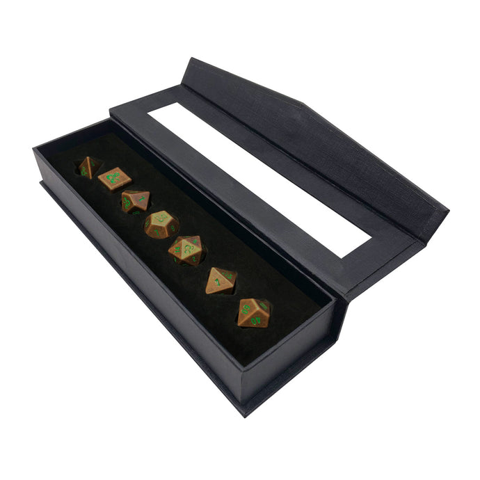 Heavy Metal Feywild Copper and Green RPG Dice Set (7ct) for Dungeons & Dragons | Nexcstoioe