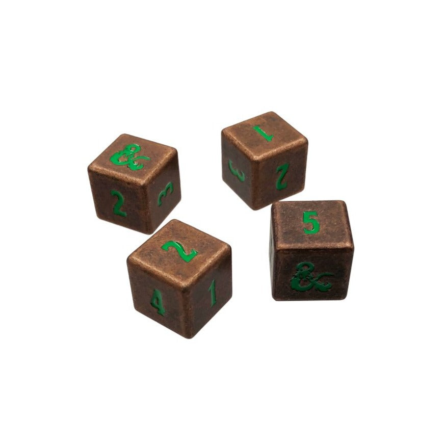 Heavy Metal Feywild Copper and Green D6 Dice Set (4ct) for Dungeons & Dragons | Nexcstoioe