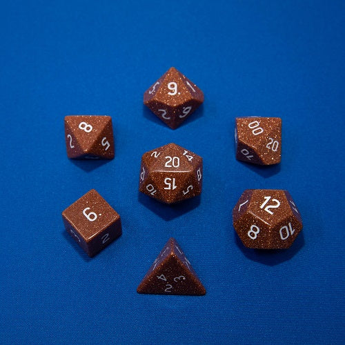 Gemstone Gold Sandstone RPG Dice Set (7ct) | Nexcstoioe