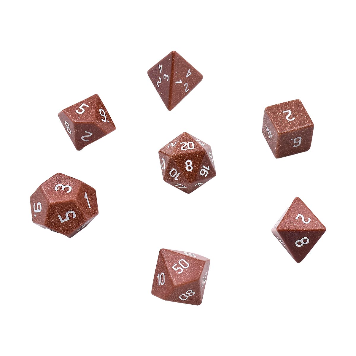 Gemstone Gold Sandstone RPG Dice Set (7ct) | Nexcstoioe